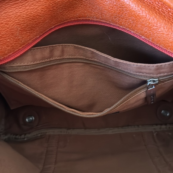 Tumi handbag/business tote made out of grey textile with orange leather patern - Picture 3 of 8